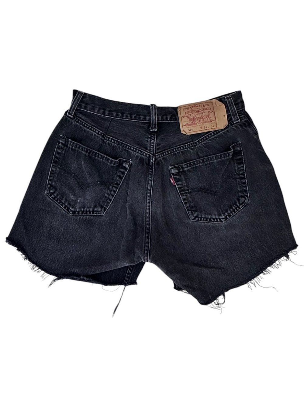 RARE VINTAGE LEVI’S 501 Washed Black High Rise Red Tab Denim Shorts